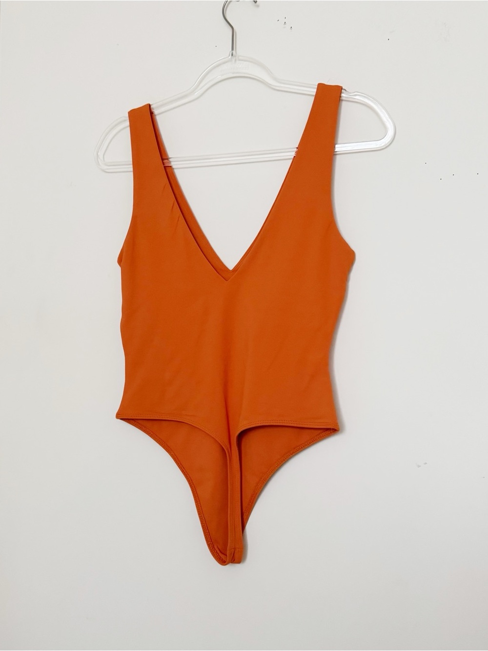 Babaton Bright Orange Stretch Tank Bodysuit